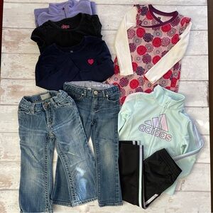 Girl 3T Bundle: Jeans, Adidas Tracksuit, Tea Collection Dress